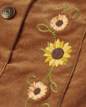 Girls Sunflower Corduroy Skirt - Autumn Harvest