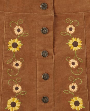 Girls Sunflower Corduroy Skirt - Autumn Harvest