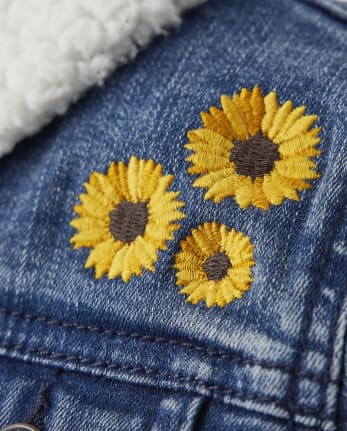 Girls Sunflower Denim Jacket - Autumn Harvest