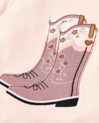 Girls Embroidered Cowgirl Boots Top - County Fair