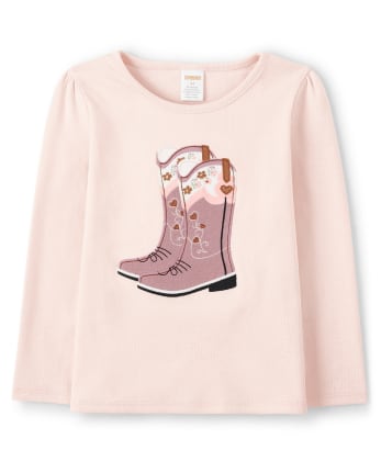 Girls Embroidered Cowgirl Boots Top - County Fair