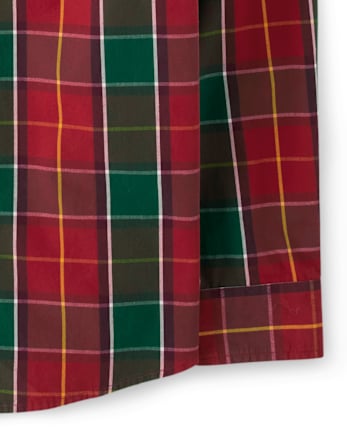 Mens Famille assortie à carreaux Button Up Shirt - Holiday Traditions