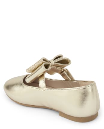 Girls Glitter Bow Ballet Flats