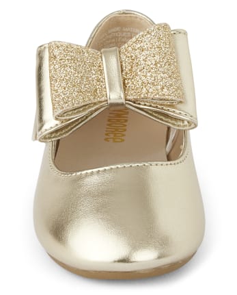Girls Glitter Bow Ballet Flats