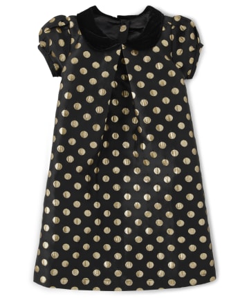 Girls Short Sleeve Dot Jacquard Knit Shift Dress Perfect Present BLACK Gymboree