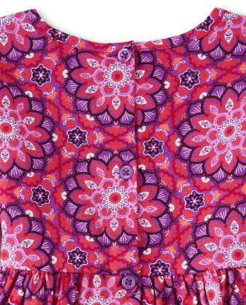 Girls Mandala Ruffle Dress - Spice Market