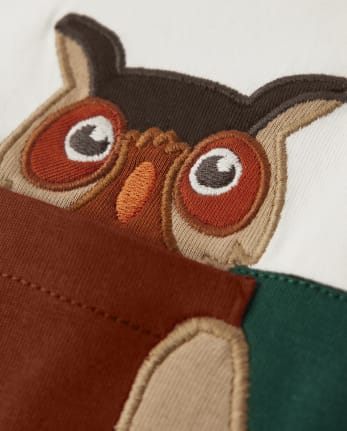 Boys Embroidered Owl Top - Autumn Harvest