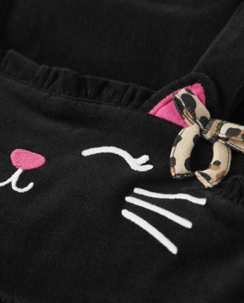 Girls Embroidered Cat Corduroy Jumper - Purrrfect in Pink