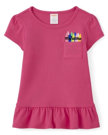 Girls Embroidered Crayon Peplum Top - Future Artist