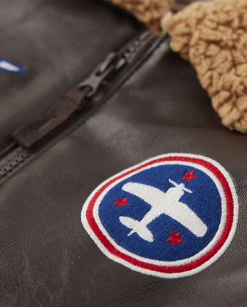 Boys Embroidered Airplane Jacker - Aviator School