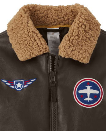 Boys Embroidered Airplane Jacker - Aviator School