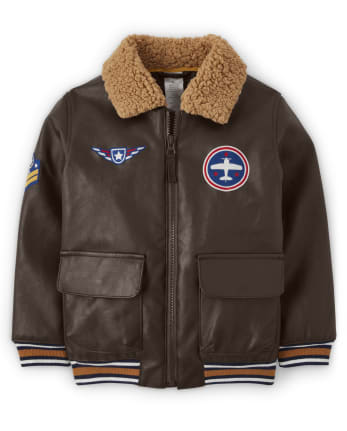 Boys Embroidered Airplane Jacker - Aviator School