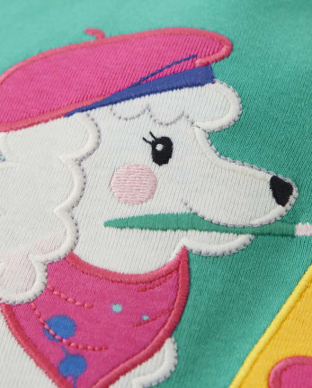 Girls Embroidered Dog Ruffle Top - Future Artist