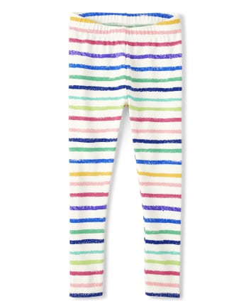 Girls Rainbow Striped Leggings - Future Artist