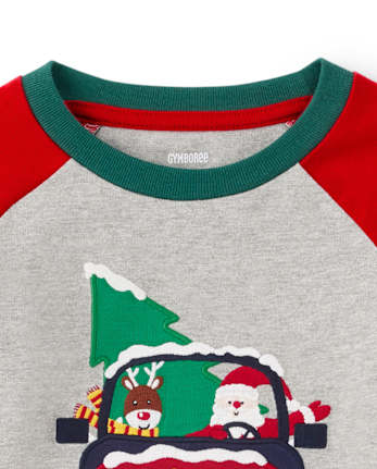 Camiseta raglán de camión bordada para niños - Holiday Express