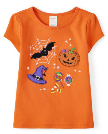 Girls Embroidered Halloween Top - Trick or Treat