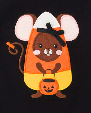 Girls Embroidered Mouse Top - Trick or Treat