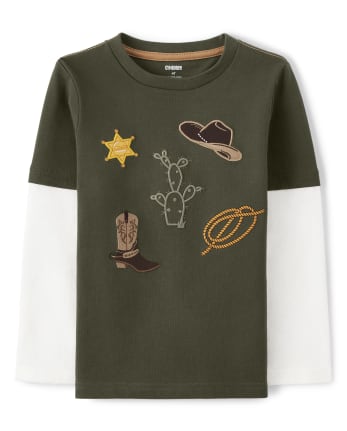 Boys Embroidered Cowboy Layered Top - County Fair