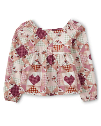 Top de patchwork con nido de abeja para niñas - Feria del condado