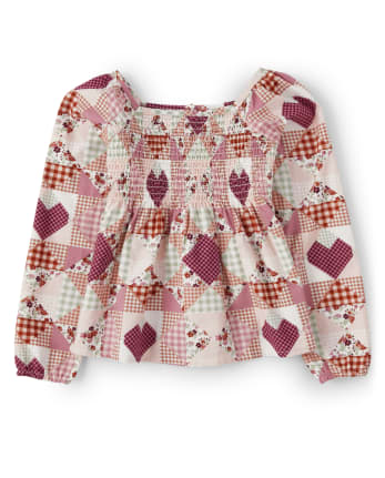 Girls Smocked Patchwork Top - County Fair