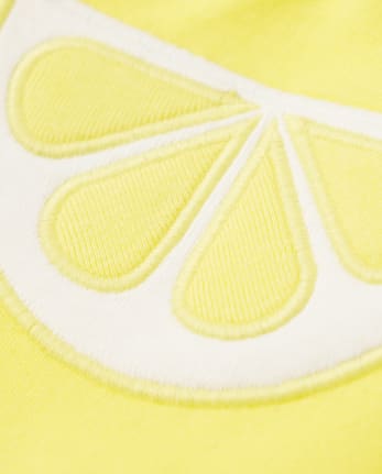 Girls Lemon Bow Top And Embroidered Lemon Shorts Set - Citrus & Sunshine