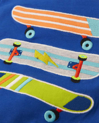 Boys Embroidered Scooter Top, Embroidered Skateboard Top And Embroidered Dog Skateboard Top 3-Pack - Stunt Master