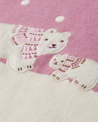 Girls Embroidered Polar Bear Sweater Dress - Bear Hugs