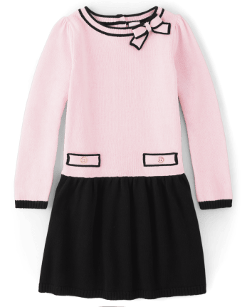 Girls Bow Sweater Dress - Tres Chic