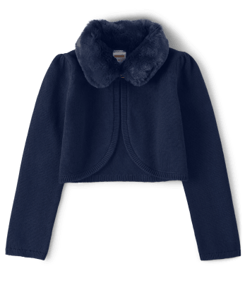 Girls Long Sleeve Faux Fur Cropped Cardigan Family Celebrations TIDAL Gymboree