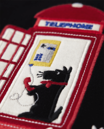 Girls Embroidered Phone Booth Top - London Calling