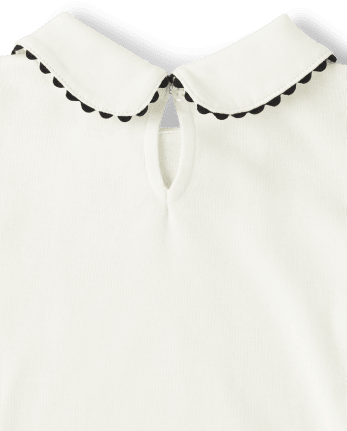 Girls Embroidered Dog Peter Pan Top - London Calling