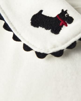 Girls Embroidered Dog Peter Pan Top - London Calling