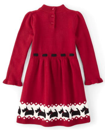 Girls Applique Dog Sweater Dress - London Calling