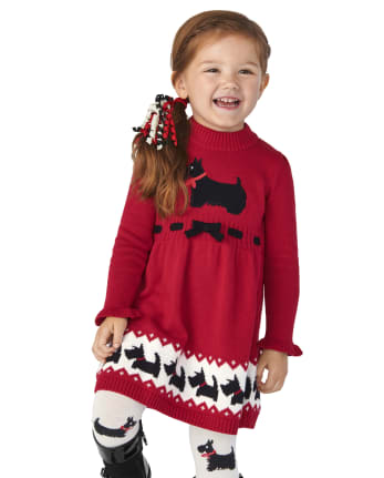 Girls Applique Dog Sweater Dress - London Calling