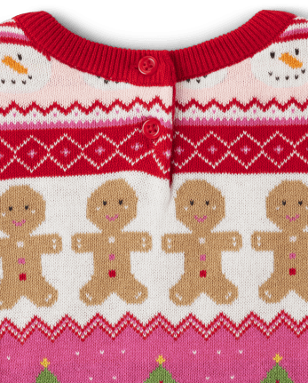 Girls Gingerbread Fairisle Sweater Dress - Gingerbread House