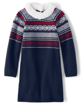 Robe pull Fairisle assortie pour filles - Célébrations de famille