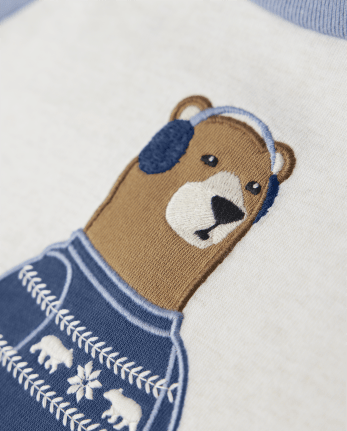 Boys Embroidered Bear Raglan Top - Bear Hugs