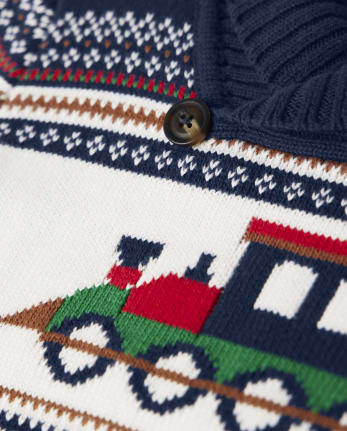 Boys Matching Family Embroidered Train Fairisle Sweater - Family Celebrations