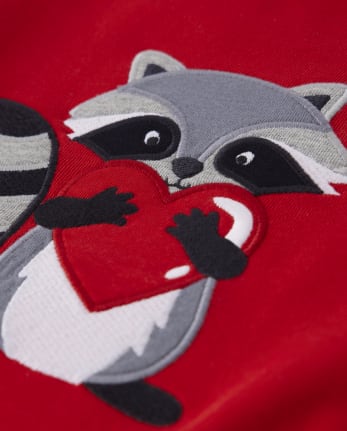 Boys Embroidered Raccoon Sweatshirt - Valentine Cutie