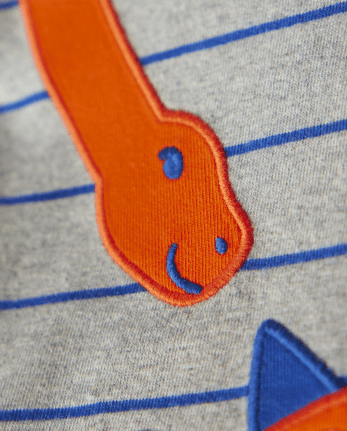 Boys Striped Dino Top