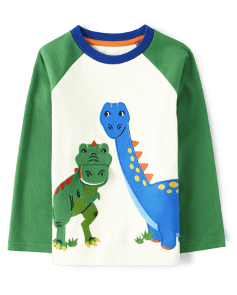 Boys Long Sleeve Embroidered Dino Raglan Top - Dino-Mite | Gymboree - SNOW