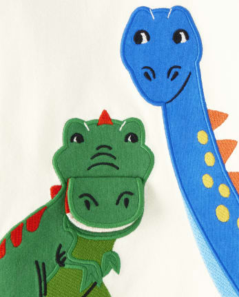 Boys Embroidered Dino Raglan Top - Dino-Mite