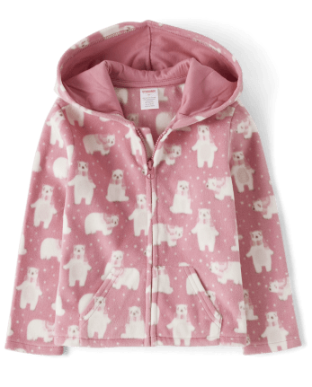 Girls Polar Bear Fleece Zip Up - Bear Hugs