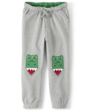 Boys Embroidered Dino Fleece Pull On Jogger Pants - Dino-Mite
