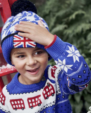 Boys Houndstooth Pom Pom Hat - London Calling