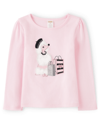 Girls Embroidered Shopping Bag Top - Tres Chic