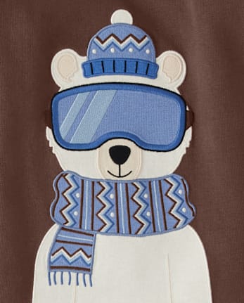 Boys Embroidered Polar Bear Layered Top - Bear Hugs