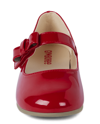 Girls Faux Patent Leather Bow Ballet Flats | Gymboree CA - RED