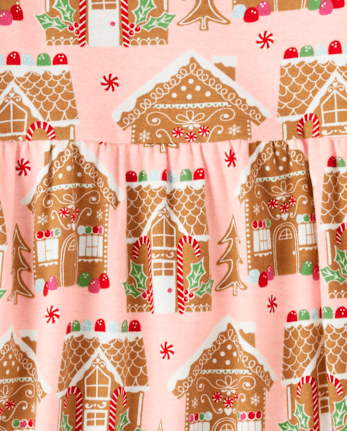Girls Gingerbread House Babydoll Dress - Gingerbread House