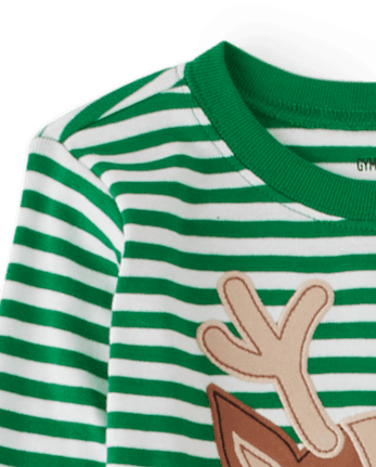 Pyjama en coton ajusté à rayures avec motif renne pour enfants